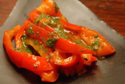Read more about the article Roasted Red Peppers with Basil Oil